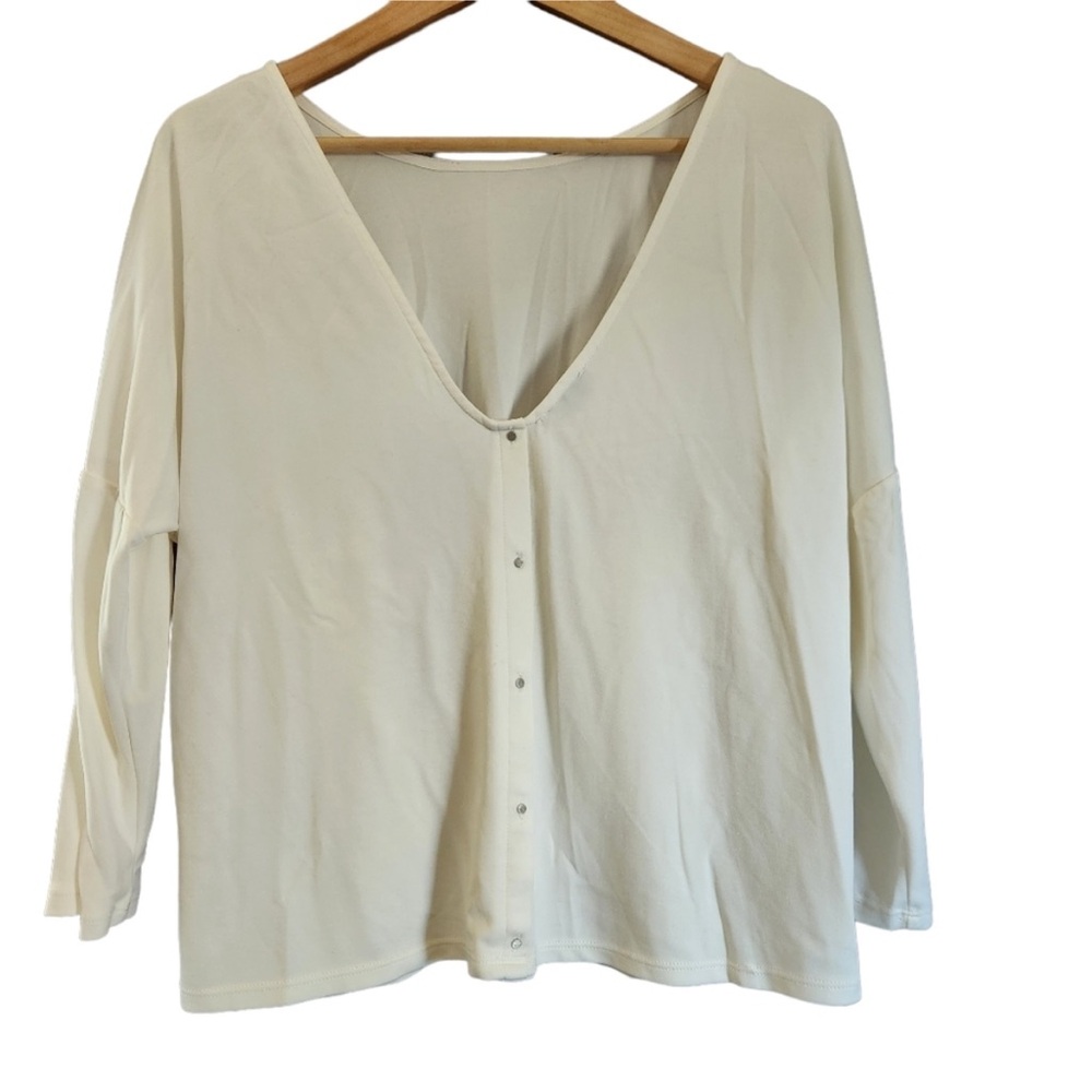 Gentle Fawn white  long-sleeve pull-on blouse shirt top
